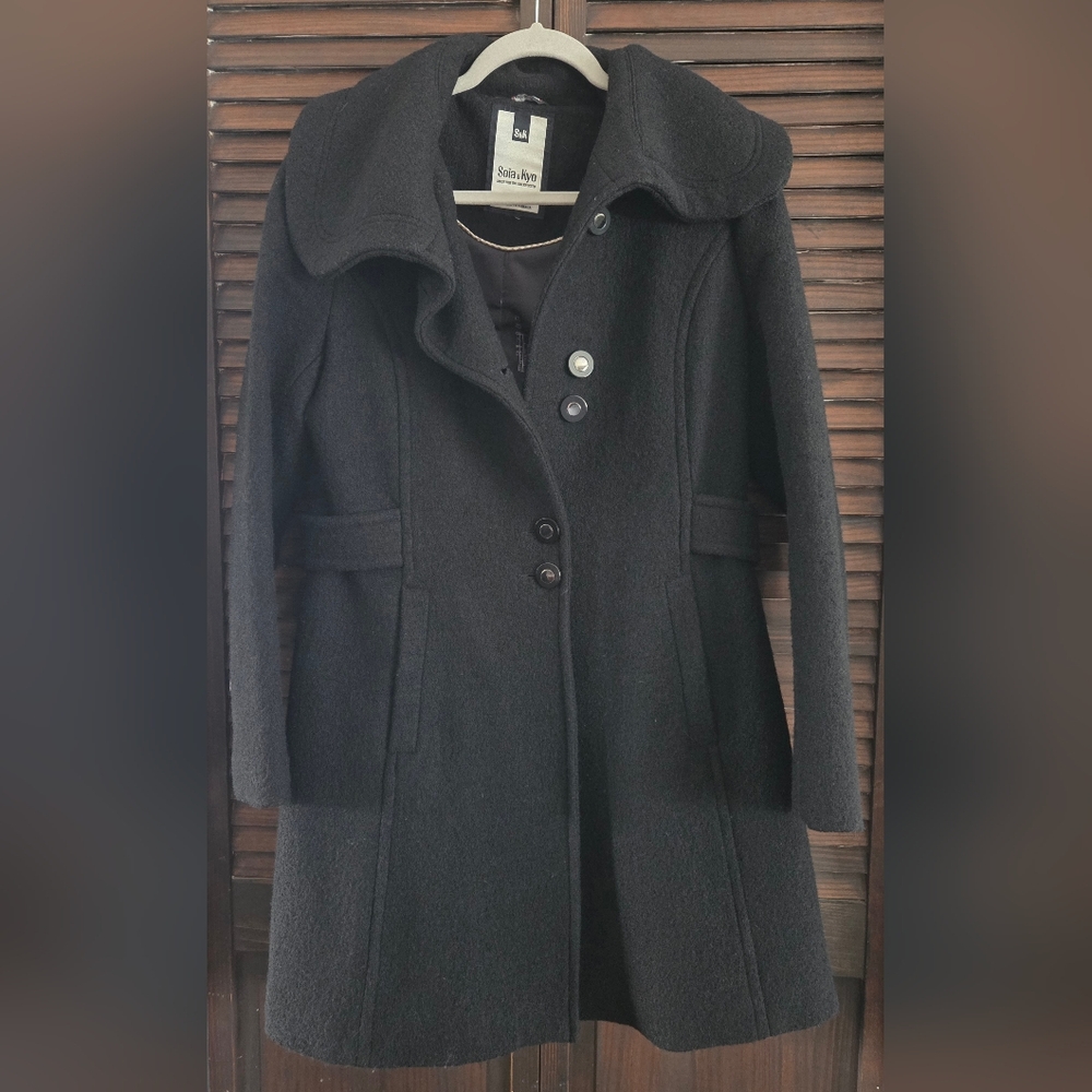 Soia & Kyo Wool Blend Coat In Black